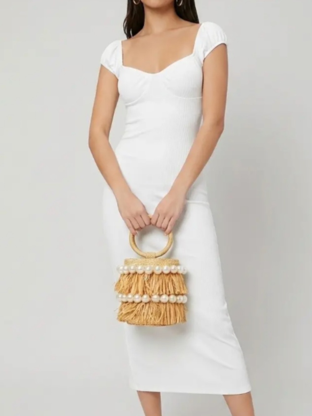 Bershka Women's Milkmaid Midi Dress in Ecru - Picture 13 of 13